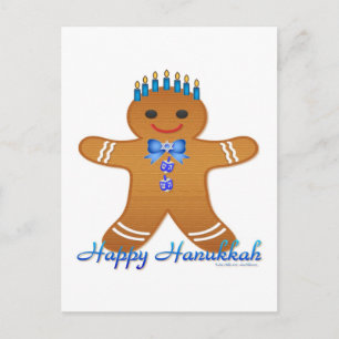 Judaica Hanukkah Pepparkaksgubbe Menorah Helg Vykort