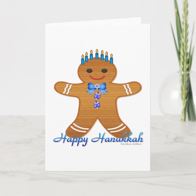 Judaica Hanukkah Pepparkaksgubbe Menorah Helgkort (Framsida)
