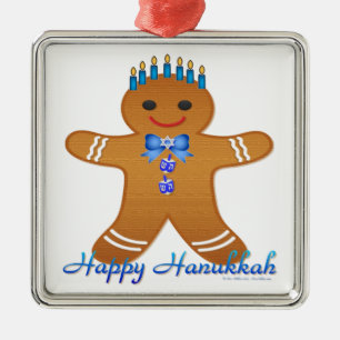 Judaica Hanukkah Pepparkaksgubbe Menorah Julgransprydnad Metall