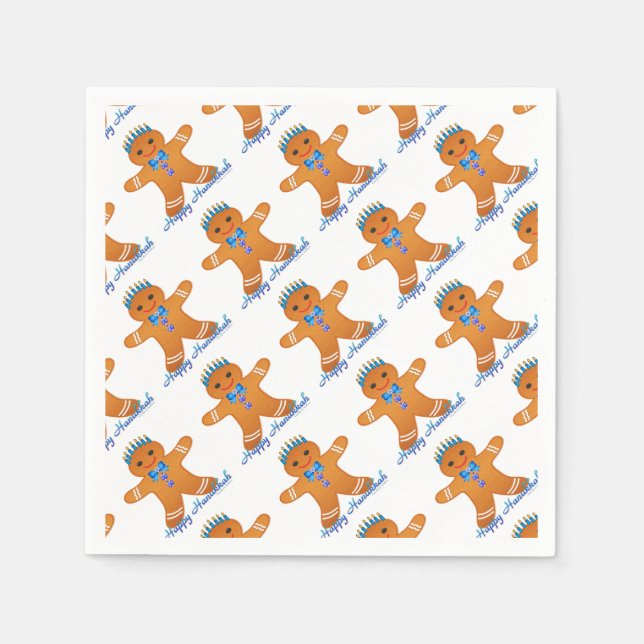 Judaica Hanukkah Pepparkaksgubbe Menorah Pappersservett (Framsidan)