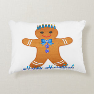 Judaica Hanukkah Pepparkaksgubbe Menorah Prydnadskudde