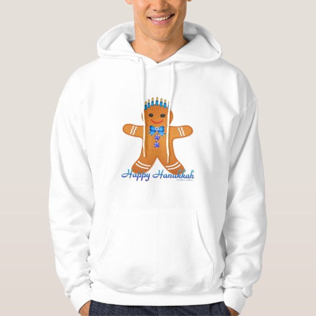 Judaica Hanukkah Pepparkaksgubbe Menorah Sweatshirt Med Luva (Framsida)