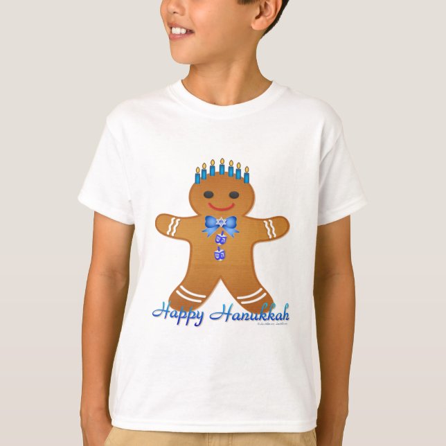 Judaica Hanukkah Pepparkaksgubbe Menorah Tee Shirt (Framsida)
