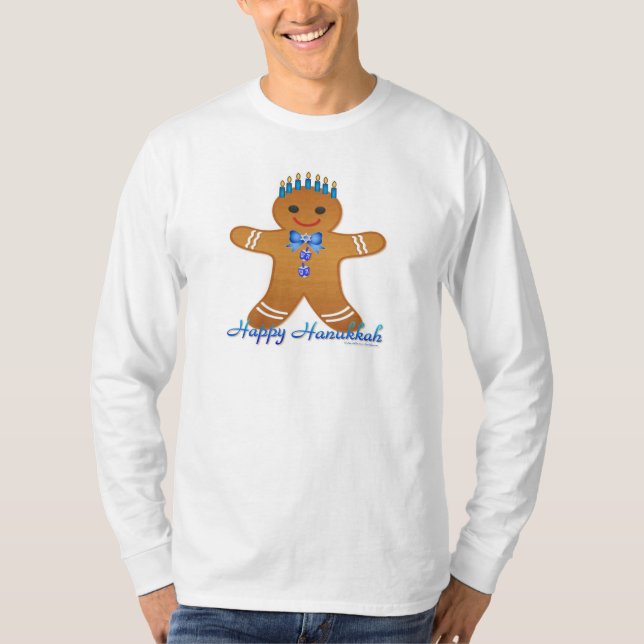 Judaica Hanukkah Pepparkaksgubbe Menorah Tröja (Framsida)