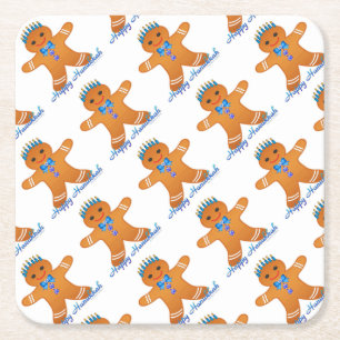Judaica Hanukkah Pepparkaksgubbe Menorah Underlägg Papper Kvadrat
