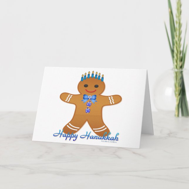 Judaica Hanukkah-Pepparkaksgubben Menorah Helgkort (Framsida)