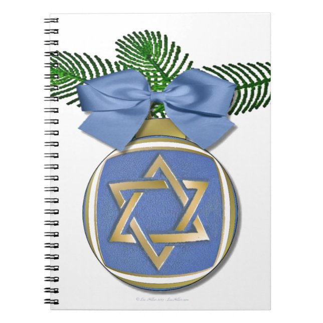 Judaica Hanukkah Star of David Ornament Print Anteckningsbok Med Spiral (Framsidan)
