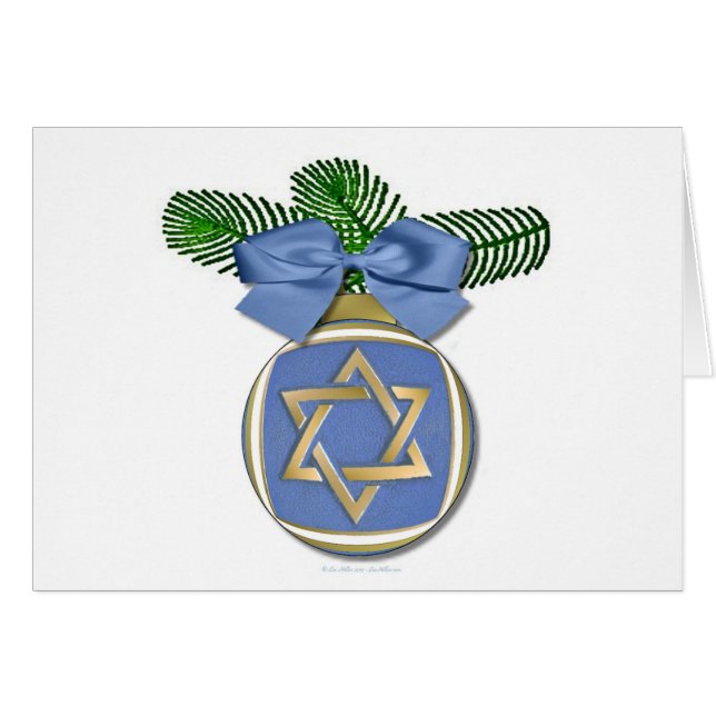Judaica Hanukkah Star of David Ornament Print Hälsningskort (Framsidan Horizontal)