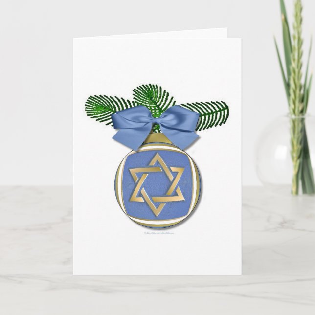 Judaica Hanukkah Star of David Ornament Print Helgkort (Framsida)
