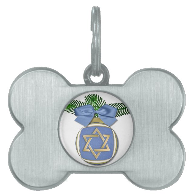 Judaica Hanukkah Star of David Ornament Print ID-bricka Husdjur (Framsidan)