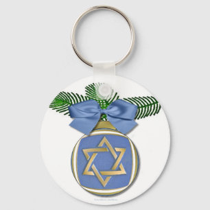 Judaica Hanukkah Star of David Ornament Print Nyckelring