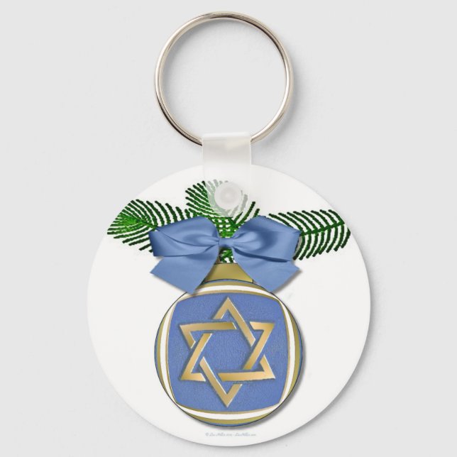 Judaica Hanukkah Star of David Ornament Print Nyckelring (Framsida)
