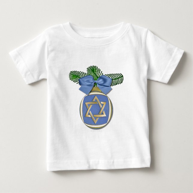 Judaica Hanukkah Star of David Ornament Print Tee Shirt (Framsida)