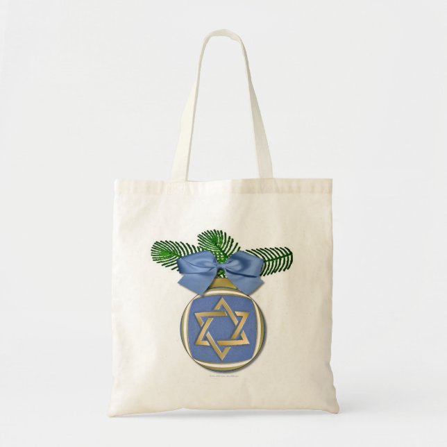 Judaica Hanukkah Star of David Ornament Print Tygkasse (Framsidan)