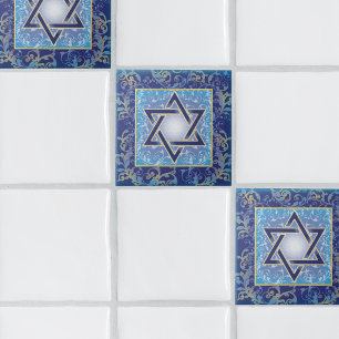 Judaica Jewish Star of David Ceramic Tile Kakelplatta