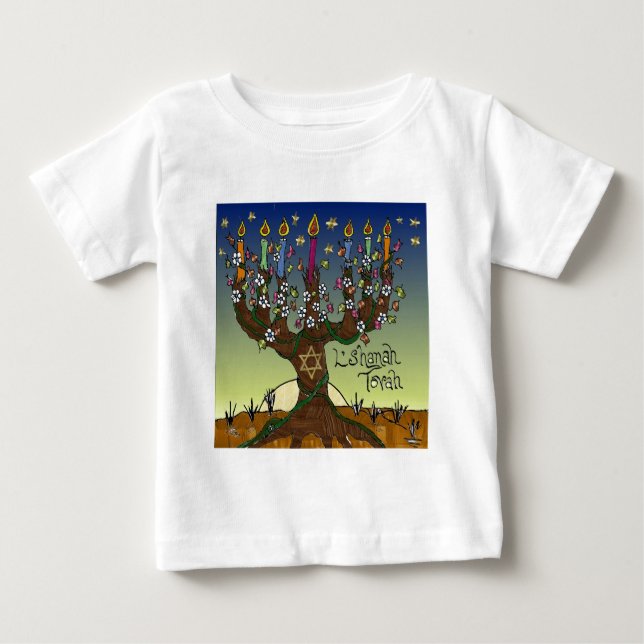 Judaica L'shanah Tovah Livets träd Gifts Apparel Tee Shirt (Framsida)