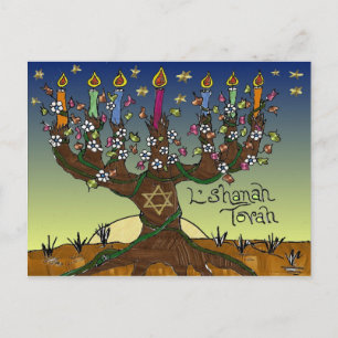 Judaica L'shanah Tovah Livets träd Gifts Apparel Vykort