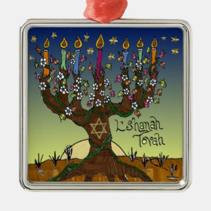 Judaica L'shanah Tovah Livets träd Ornament