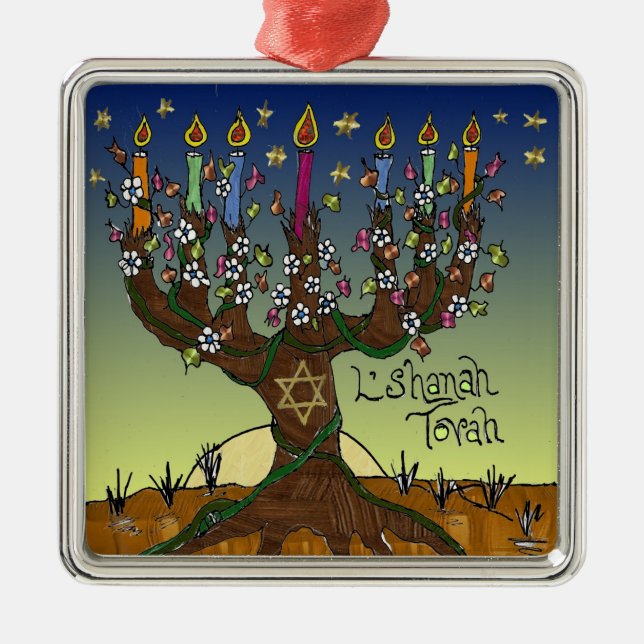 Judaica L'shanah Tovah Livets träd Ornament (Framsidan)