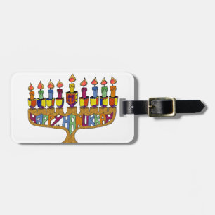 Judaica Lycklig Hanukkah Dreidel Menorah Bagagebricka