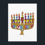 Judaica Lycklig Hanukkah Dreidel Menorah Helg Vykort<br><div class="desc">Du tittar på Lee Hiller-designsamlingen av Hem- och Office Decor,  Apparel,  Gifts and Collectibles. Utformningen omfattar Lee Hiller Photography och Mixed Media Digital Art Collection. Du kan visa hennes naturfotografi på http://HikeOurPlanet.com/ och följa hennes vandrande blogg i Hett Vår nationalpark.</div>