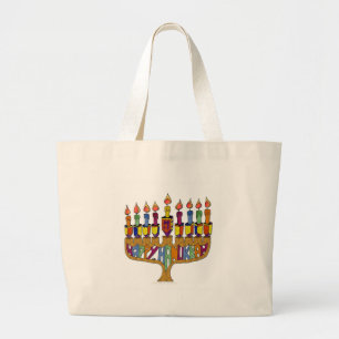 Judaica Lycklig Hanukkah Dreidel Menorah Jumbo Tygkasse
