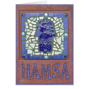 Judaica: Mosaiska glödande Hamsa Hälsningskort