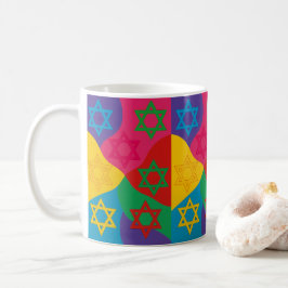 Judaica-muggar - Judiska stjärnor - Färgglada pres Kaffemugg