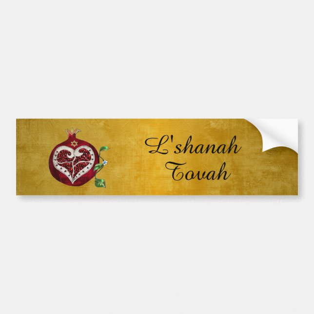 Judaica Pomegranate Heart Hanukkah Rosh Hashanah Bildekal (Framsidan)