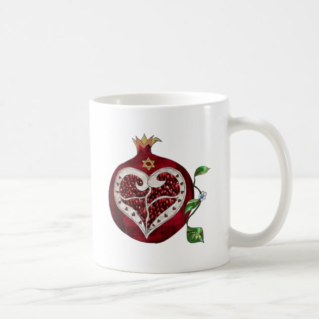 Judaica Pomegranate Heart Hanukkah Rosh Hashanah Kaffemugg (Höger)