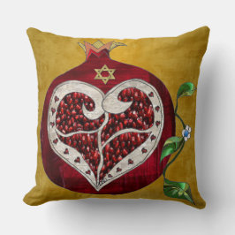 Judaica Pomegranate Heart Hanukkah Rosh Hashanah Kudde