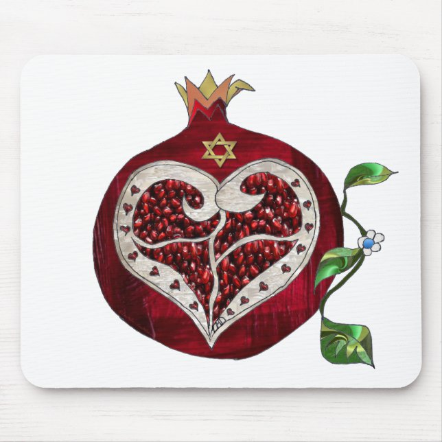 Judaica Pomegranate Heart Hanukkah Rosh Hashanah Musmatta (Framsidan)