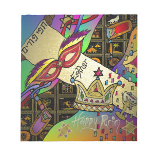 Judaica Purim Esther Firande Art Skriv ut Anteckningsblock