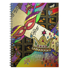 Judaica Purim Esther Firande Art Skriv ut Anteckningsbok Med Spiral