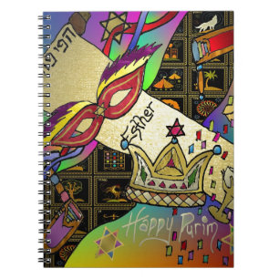 Judaica Purim Esther Firande Art Skriv ut Anteckningsbok Med Spiral