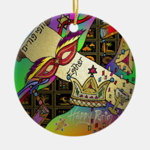 Judaica Purim Esther Firande Art Skriv ut Julgransprydnad Keramik