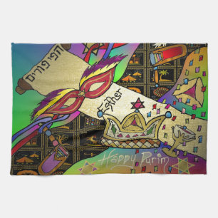 Judaica Purim Esther Firande Art Skriv ut Kökshandduk