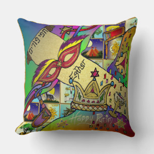 Judaica Purim Esther Firande Light Art Skriv ut Kudde
