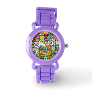 Judaica Retro 60s Psychedelic Shalom Watch Armbandsur