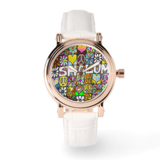 Judaica Retro 60s Psychedelic Shalom Watch Armbandsur