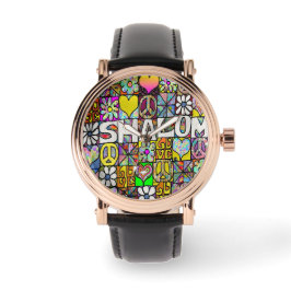 Judaica Retro 60s Psychedelic Shalom Watch Armbandsur