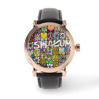 Judaica Retro 60s Psychedelic Shalom Watch Armbandsur