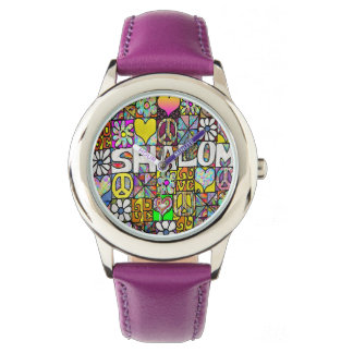 Judaica Retro 60s Psychedelic Shalom Watch Armbandsur
