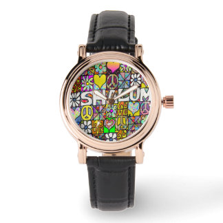 Judaica Retro 60s Psychedelic Shalom Watch Armbandsur