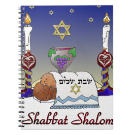 Judaica Shabbat Shalom Art Print Anteckningsbok Med Spiral