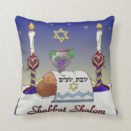 Judaica Shabbat Shalom Art Print Pillow Kudde