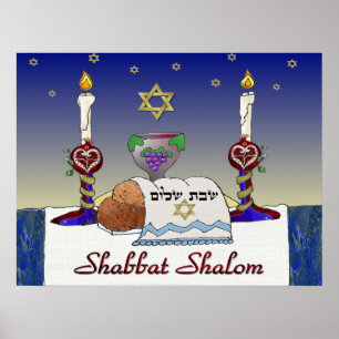 Judaica Shabbat Shalom Art Print Poster