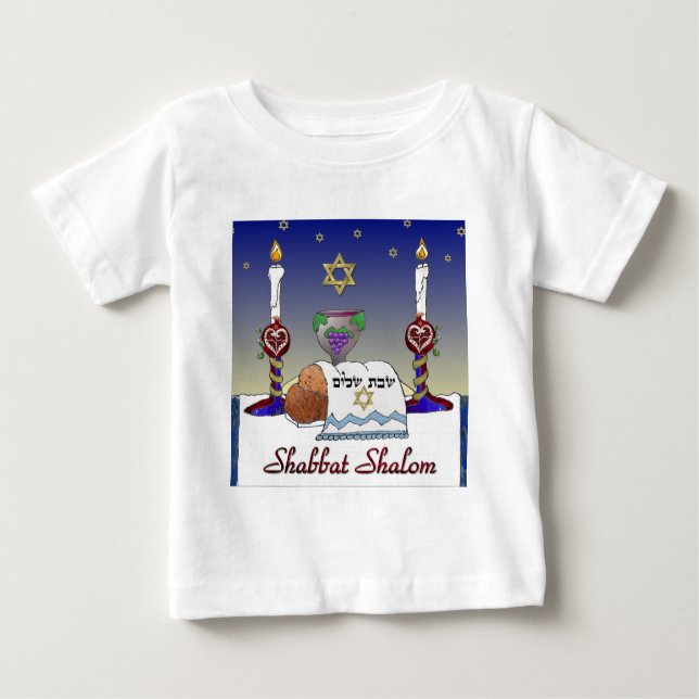 Judaica Shabbat Shalom Art Print Tee (Framsida)