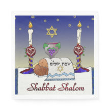Judaica Shabbat Shalom Konsttryck Pappersservetter