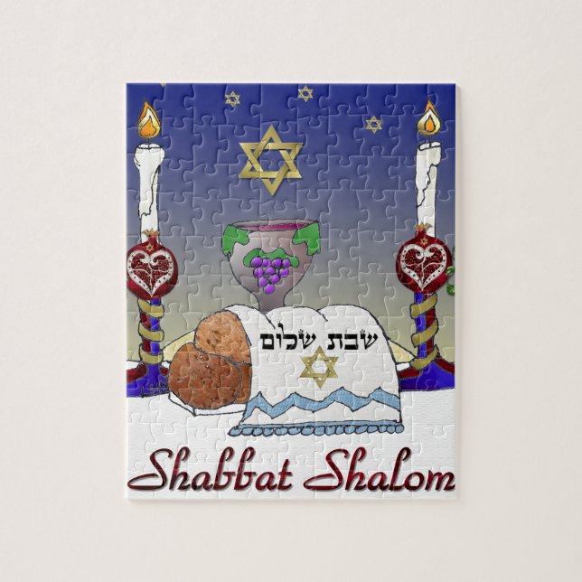 Judaica Shabbat Shalom Konsttryck Pussel (Vertikal)